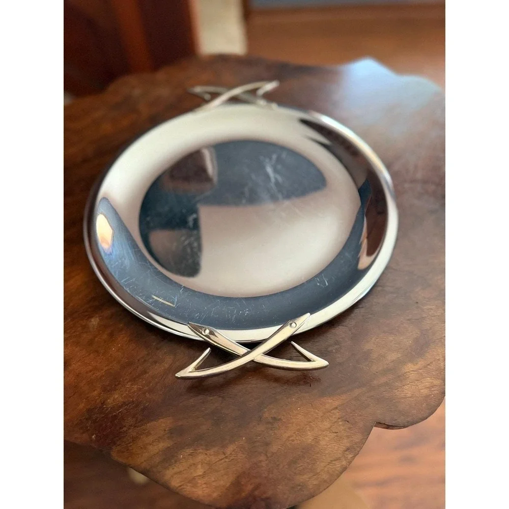 Vintage Chromex Chrome Serving Tray MCM Space Age Atomic Barware Cocktail Atomic